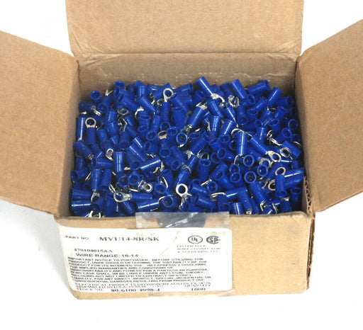 BOX OF 1000 NEW 3M MVU14-8R/SK RING TONGUE TERMINALS, 16-14 AWG, #8, MVU148RSK