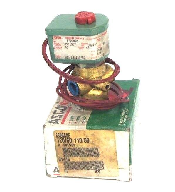 NIB ASCO 8320A85 SOLENOID VALVE 1/4'' PIPE, 110-120V, 50/60HZ, 40 PSI