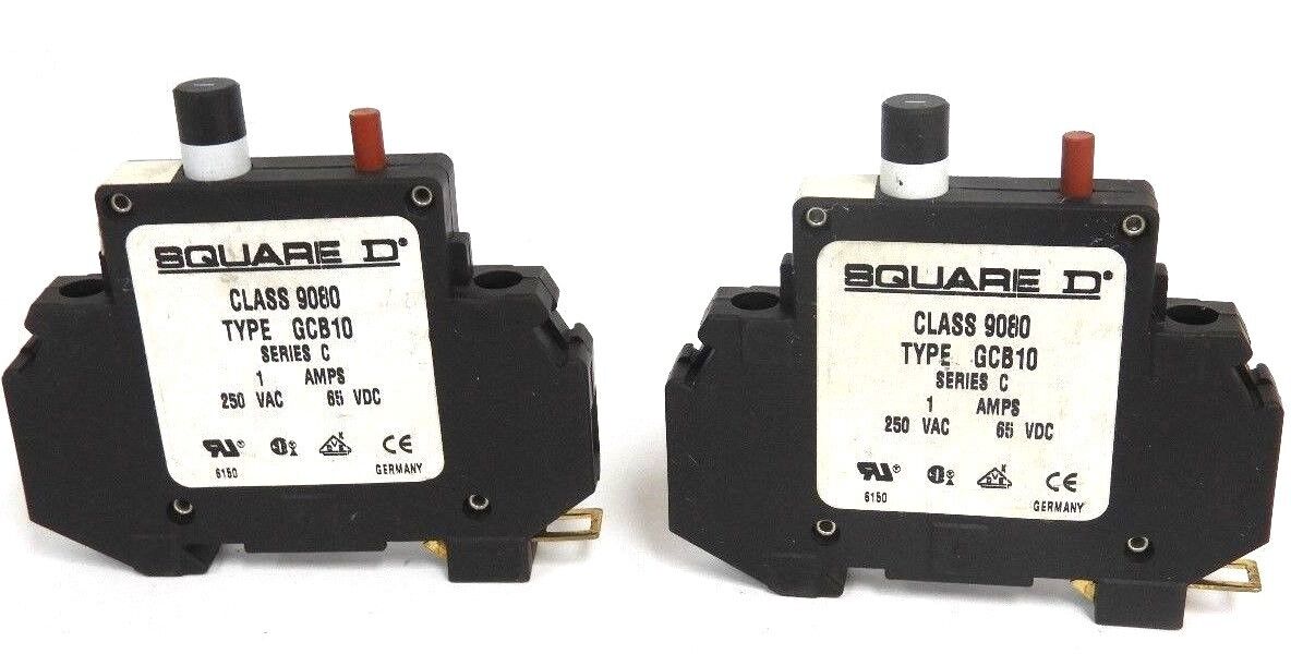 LOT OF 2 NEW SQUARE D 9080GCB10 SER. C CIRCUIT PROTECTORS 1.0A, 65VDC, 250VAC