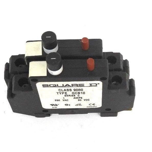 LOT OF 2 NEW SQUARE D 9080GCB10 SER. C CIRCUIT PROTECTORS 1.0A, 65VDC, 250VAC