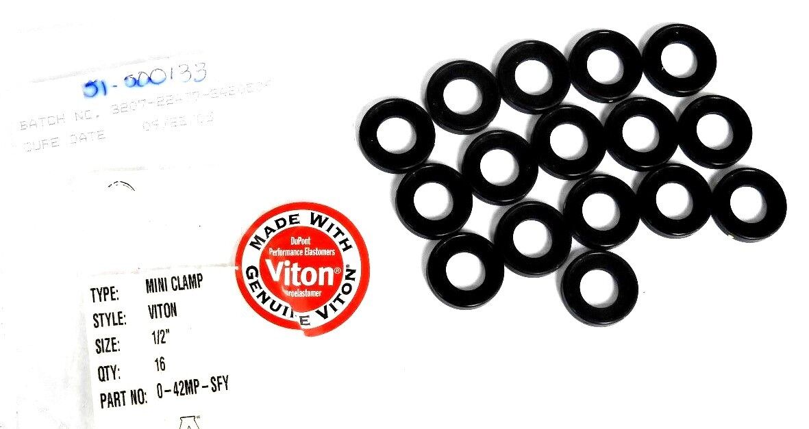 LOT OF 16 NEW VITON 0-42MP-SFY TRI-CLAMP GASKETS 1/2" 042MPSFY