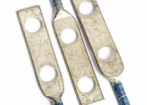 LOT OF 3 BURNDY YA6C-2N CRIMP LUG CONNECTORS 6 STR CU BLUE YA6C2N