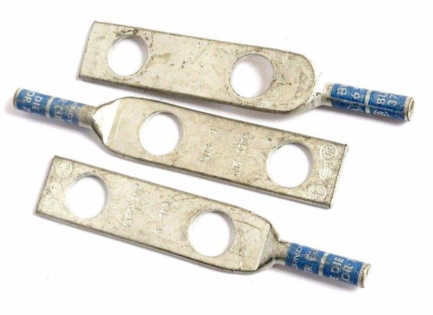 LOT OF 3 BURNDY YA6C-2N CRIMP LUG CONNECTORS 6 STR CU BLUE YA6C2N