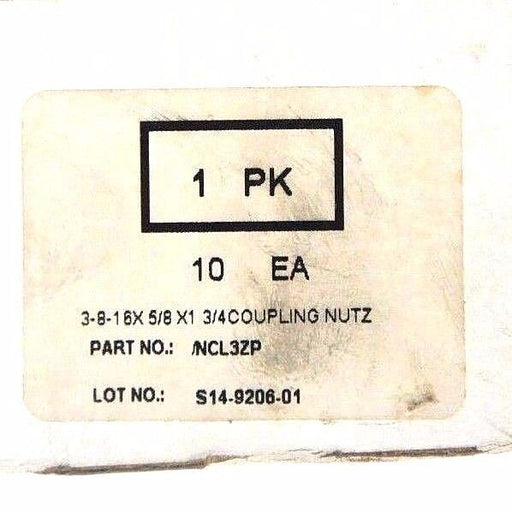 LOT OF 10 NEW GENERIC NCL3ZP COUPLING NUTS 1-3/4" LENGTH 3-8-16 X 5/8 X 1-3/4