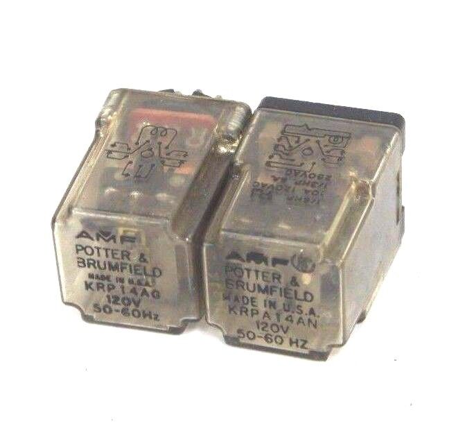 LOT OF 2 POTTER & BRUMFIELD RELAYS KRP14AG , KRPA14AN 120V, 50-60HZ
