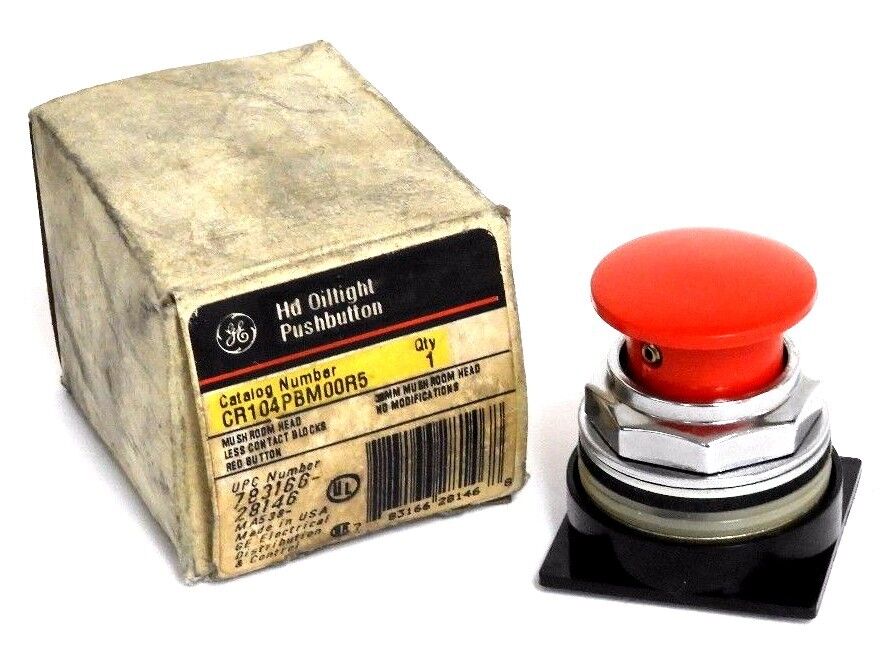 NIB GENERAL ELECTRIC CR104PBM00R5 RED MUSHROOM HEAD SELECTOR
