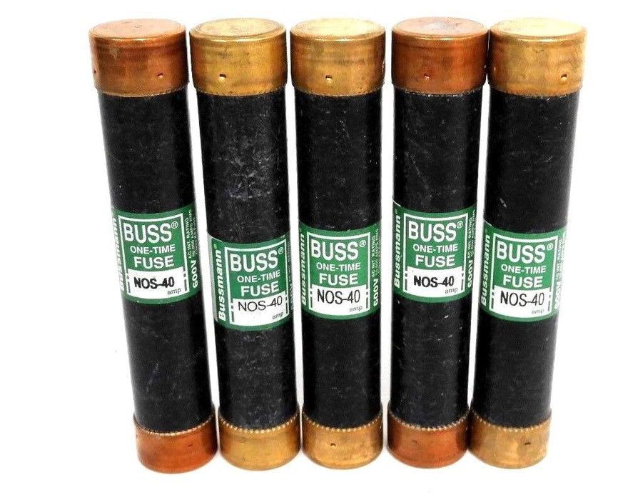 LOT OF 5 COOPER BUSSMANN NOS-40 ONE-TIME FUSES NOS40