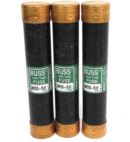 LOT OF 3 COOPER BUSSMANN NOS-50 ONE-TIME FUSES NOS50