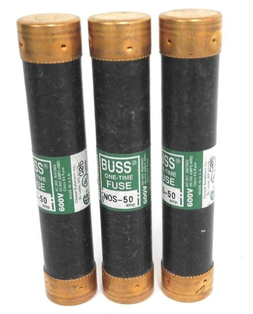 LOT OF 3 COOPER BUSSMANN NOS-50 ONE-TIME FUSES NOS50
