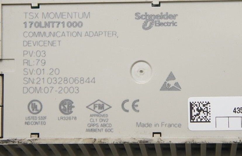 SCHNEIDER ELECTRIC 170LNT71000 COMMUNICATION ADAPTER W/ 170AEW34000 I/O BASE