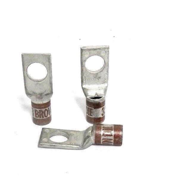 LOT OF 3 NEW THOMAS & BETTS 54142 BROWN TERMINAL LUG CONNECTORS 3/8" BOLT