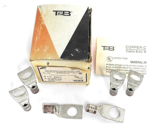 LOT OF 6 NIB THOMAS & BETTS 54145 BROWN TERMINAL LUG CONNECTORS 1/2" BOLT