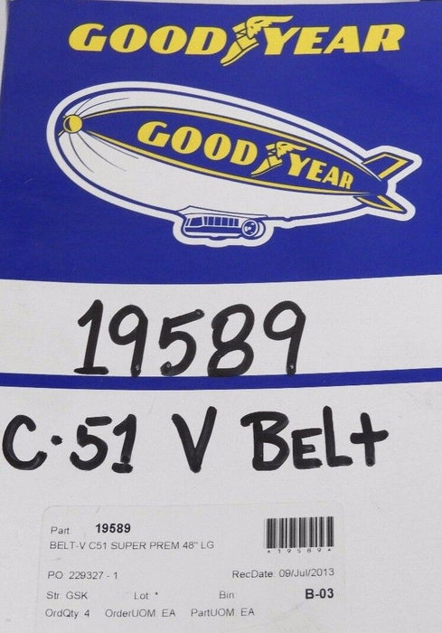NEW GATES/GOODYEAR C51 HI-POWER II V-BELT 9004-2051, 19589