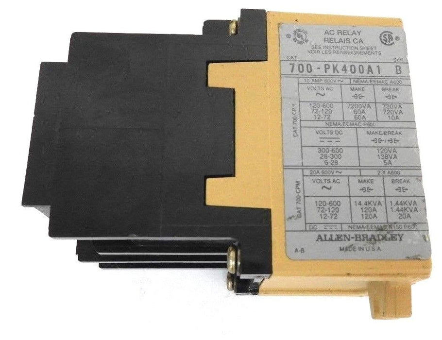 ALLEN BRADLEY 700-PK400A1 MASTER CONTROL AC RELAY SER. B 700PK400A1, 115-120V