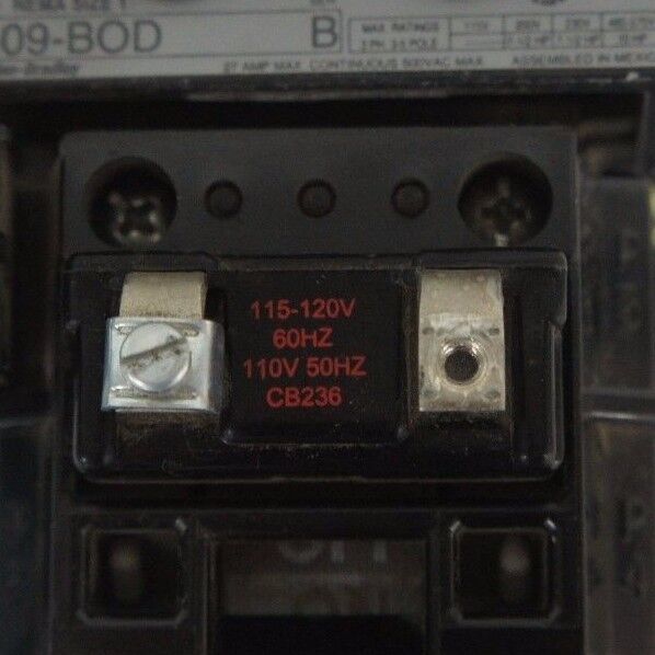 ALLEN BRADLEY 509-BOD SIZE 1 STARTER SER. B W/ CB236 COIL 42185-800-01, 595-A SE