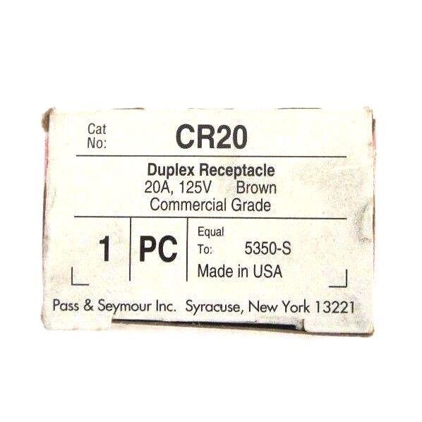 LOT OF 3 NIB PASS & SEYMOUR CR20 DUPLEX RECEPTACLES BROWN 20A-125V
