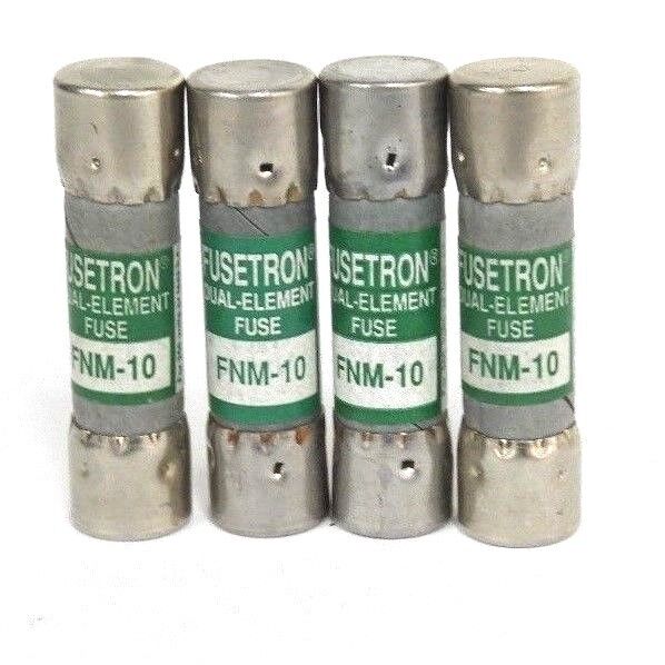 LOT OF 4 NEW COOPER BUSSMANN FUSETRON FNM-10 DUAL-ELEMENT FUSES, FNM10