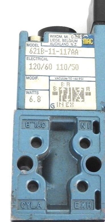 MAC 621B-11-117AA SOLENOID VALVE 110-120V, 50/60HZ, 6.8W, 621B11117AA
