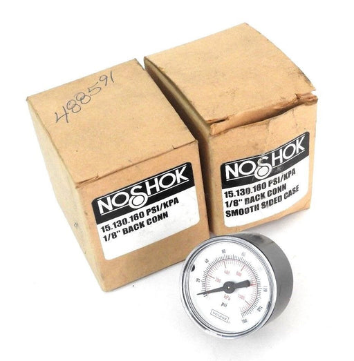 LOT OF 2 NIB NOSHOK 15.130.160 PSI/KPA 1/8'' BACK CONN SMOOTH SIDED CASE GAUGES