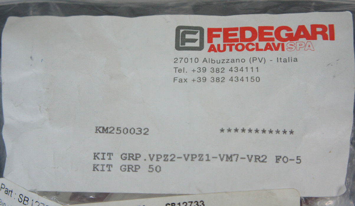 NEW FEDEGARI AUTOCLAVI SPA KM250032 CLUSTER VALVE REBUILD KIT GROUP 50