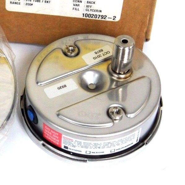 NIB ASHCROFT 35-1009-SWL-02B-200#-XFF GLYCERIN PRESSURE GAUGE  0-200PSI 3 1/2"
