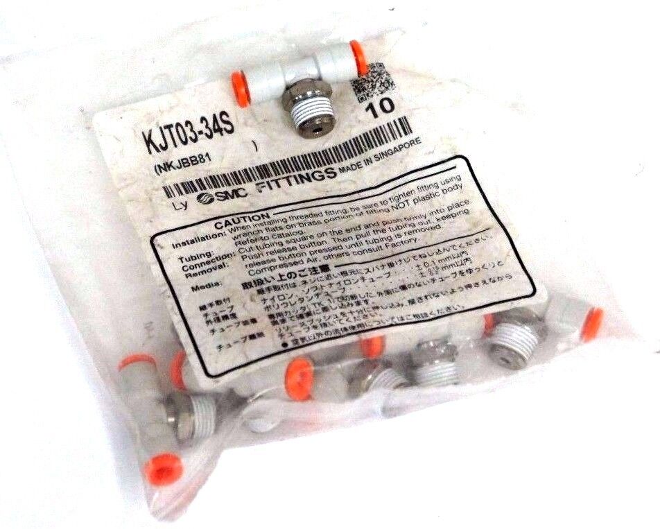 BAG OF 9 NEW SMC KJT03-34S TEE CONNECTOR FITTINGS 5/32" 9PCS T-FITTING