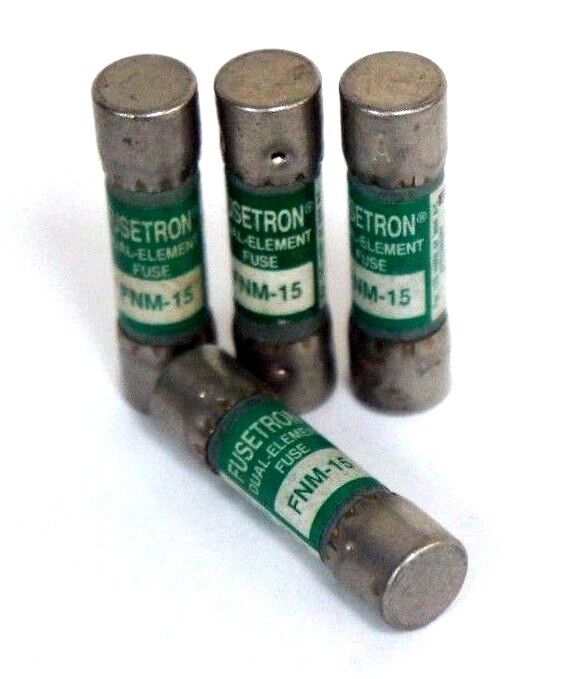 LOT OF 4 NEW FUSETRON FNM-15 DUAL-ELEMENT FUSES FNM15