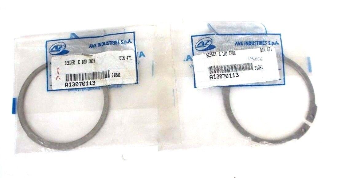LOT OF 2 NEW AVE INDUSTRIES SEEGER E 100 INOX SNAP RINGS DIN 471