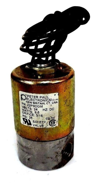 PETER PAUL ELECTRONICS 22P9DGM SOLENOID VALVE 24V 3/16IN NPT 25PSI
