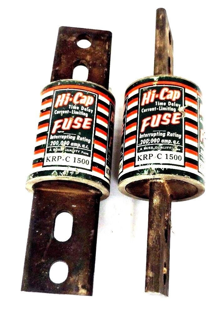 LOT OF 2 BUSSMANN KRP-C 1500 HI-CAP TIME DELAY FUSES 600V, KRPC1500