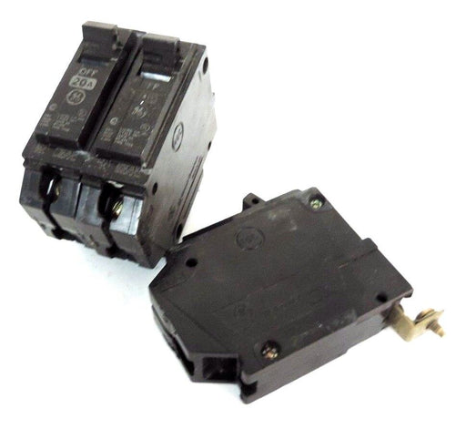 LOT OF 3 GENERAL ELECTRIC TYPE RT-693 CIRCUIT BREAKERS TYPE THQB, 1P, 20A