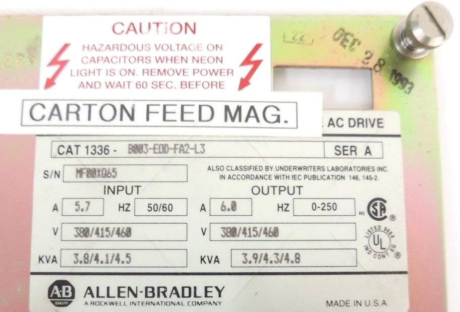 ALLEN BRADLEY 148363 RV. 02 DRIVE BOARD KIT #: 120659