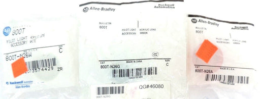 LOT OF 3 NEW ALLEN BRADLEY 800T-N26W, 800T-N26G, 800T-N26A, SER. C PILOT LIGHTS