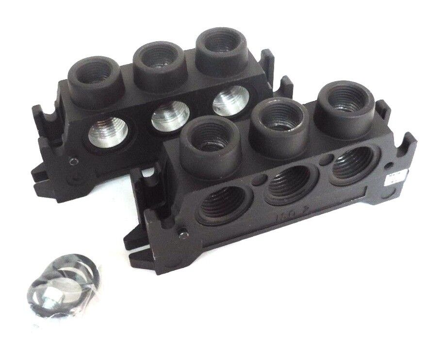 LOT OF 2 NEW NORGREN ISO 2 END PLATE MANIFOLD BLOCKS
