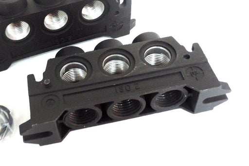 LOT OF 2 NEW NORGREN ISO 2 END PLATE MANIFOLD BLOCKS