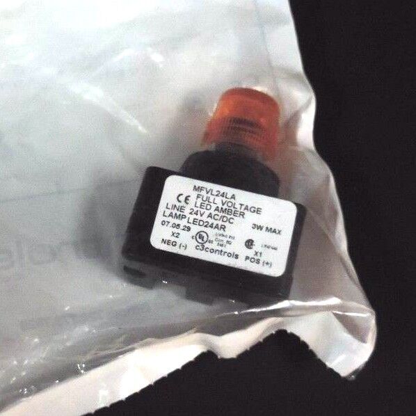 NEW C3 CONTROLS MFVL24LA-MPLLAR 16MM 24V AMBER PILOT LIGHT MFVL24LAMPLLAR
