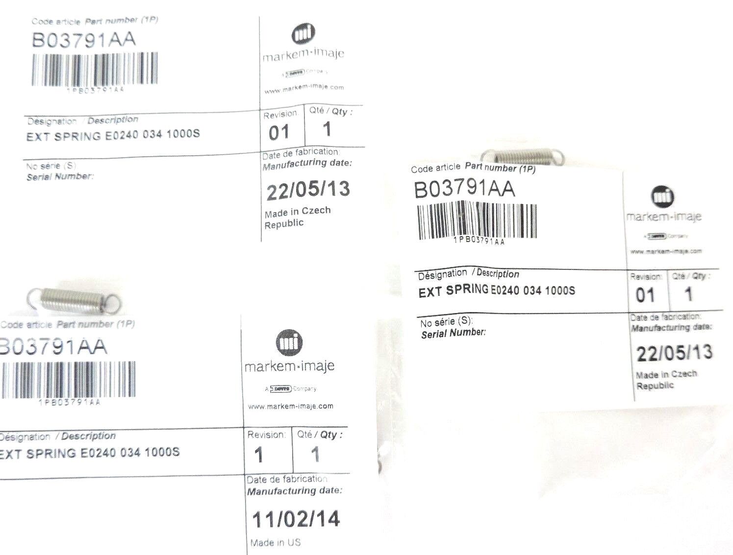 LOT OF 3 NEW MARKEM-IMAJE B03791AA EXT SPRINGS E0240 034 1000S