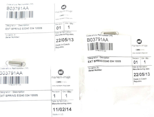 LOT OF 3 NEW MARKEM-IMAJE B03791AA EXT SPRINGS E0240 034 1000S