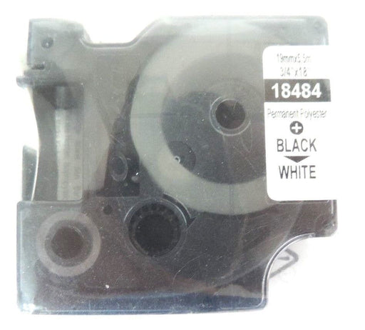 NEW RHINO 18484 PERMANENT POLYESTER BLACK AND WHITE TAPE 3/4"X18'