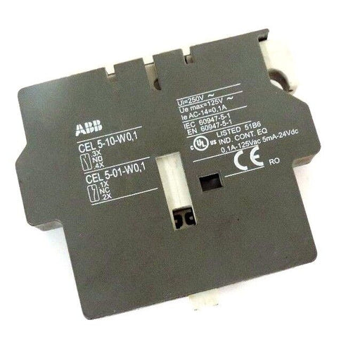 ABB CEL 5-10-W0,1 AUXILIARY CONTACT BLOCK 0.1A 125VAC 5MA 24VDC