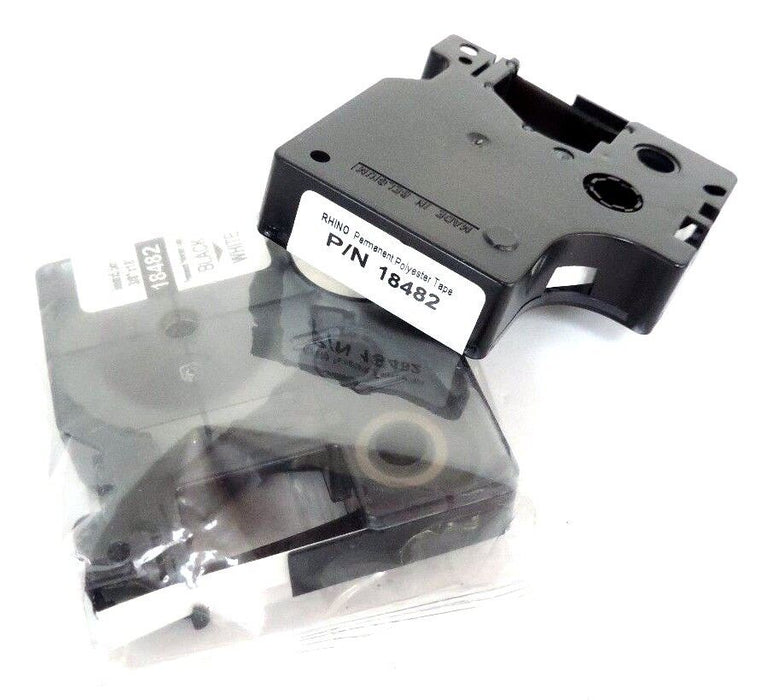 LOT OF 2 NEW RHINO 18482 PERMANENT POLYESTER TAPE 9MM 3/8"X18'