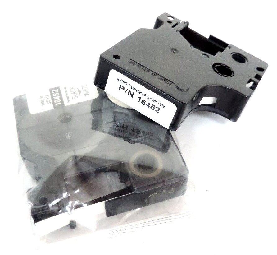 LOT OF 2 NEW RHINO 18482 PERMANENT POLYESTER TAPE 9MM 3/8"X18'