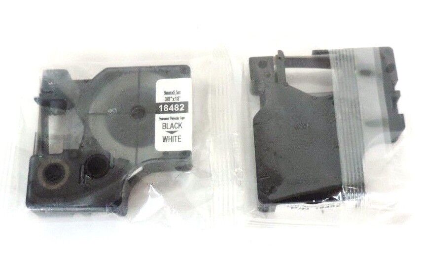 LOT OF 2 NEW RHINO 18482 PERMANENT POLYESTER TAPE 9MM 3/8"X18'