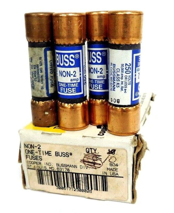 LOT OF 4 NEW COOPER BUSSMANN NON-2 ONE-TIME BUSS FUSES