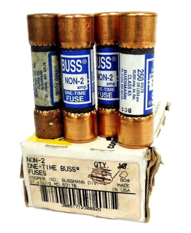 LOT OF 4 NEW COOPER BUSSMANN NON-2 ONE-TIME BUSS FUSES