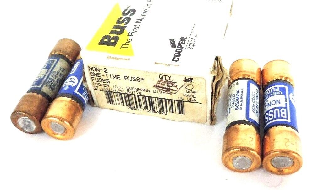 LOT OF 4 NEW COOPER BUSSMANN NON-2 ONE-TIME BUSS FUSES