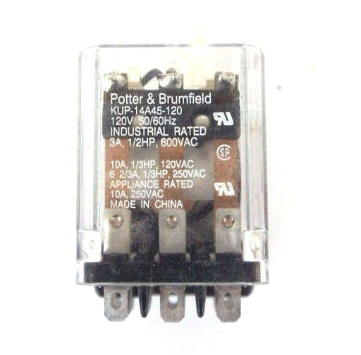 LOT OF 2 POTTER & BRUMFIELD KUP-14A45-120 RELAYS 120V, 50/60HZ, KUP14A45120