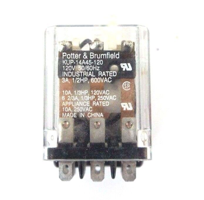 LOT OF 2 POTTER & BRUMFIELD KUP-14A45-120 RELAYS 120V, 50/60HZ, KUP14A45120