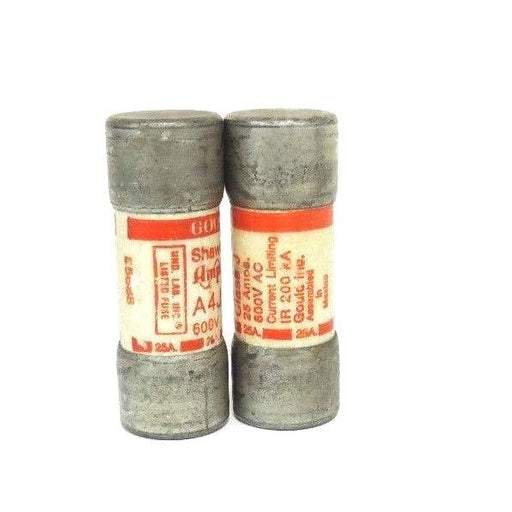 LOT OF 2 GOULD SHAWMUT A4J25 AMP-TRAP FUSES 600V AC