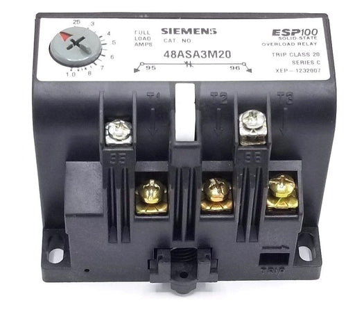 SIEMENS 48ASA3M20 OVERLOAD RELAY .25-1AMP RANGE 3PH, 600VAC, ESP 100, SER. C